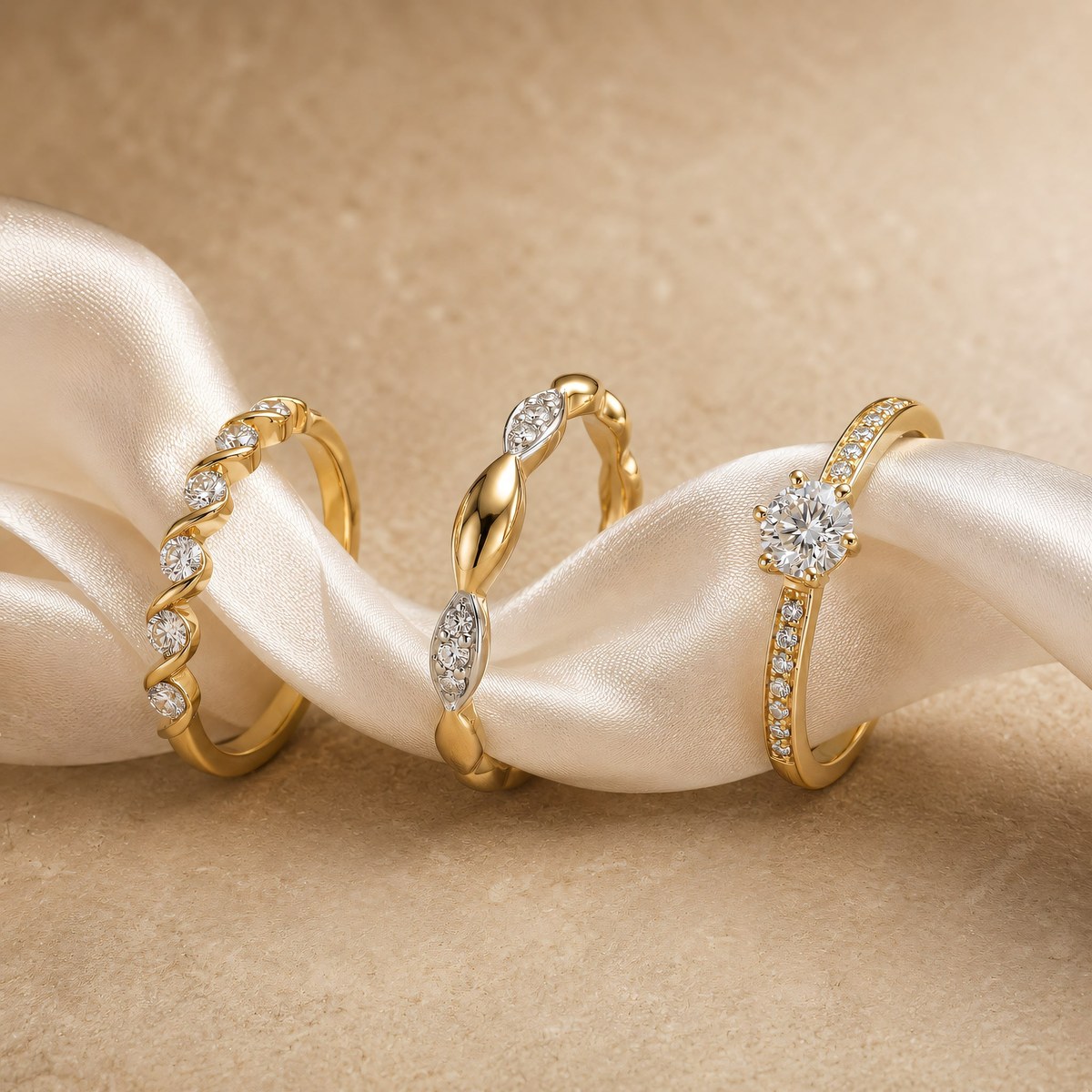 Ringe in 585er Gold mit Brillanten